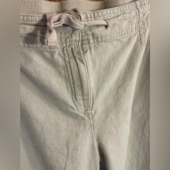 J JILL natural linen side pockets drawstring khaki pants 12 - Picture 4 of 5